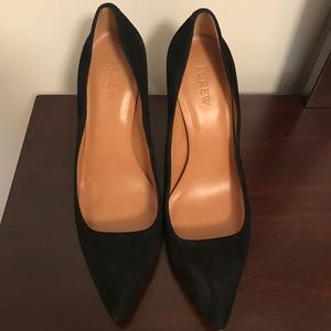 J. Crew Block Pumps (Black Suede/Tortoise Heel)
