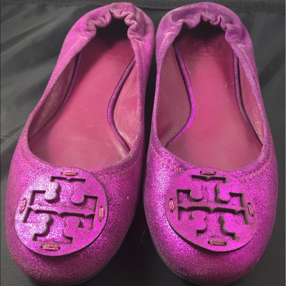 Purple glittery Tory Burch Flats Size 7