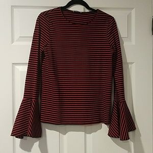 Zara bell sleeve ribbed top