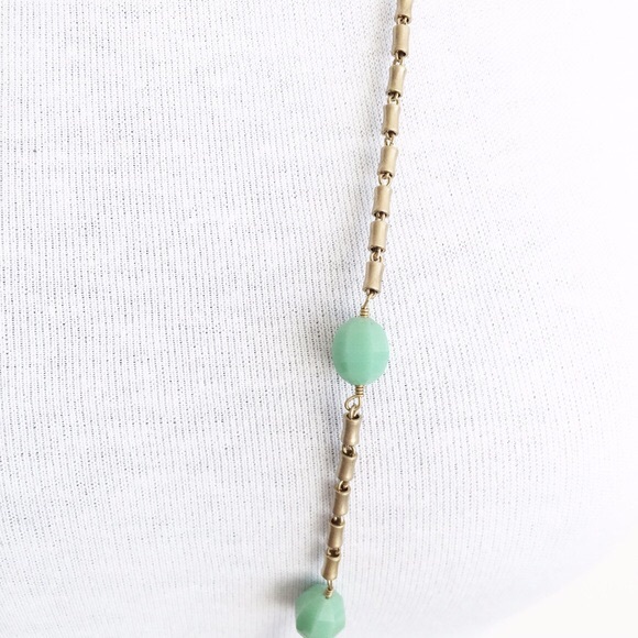 ✨sold✨ j crew • art deco jade beaded long chain - Picture 2 of 4