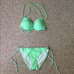 VS Bikini top and bottom (Green&White polka dots)