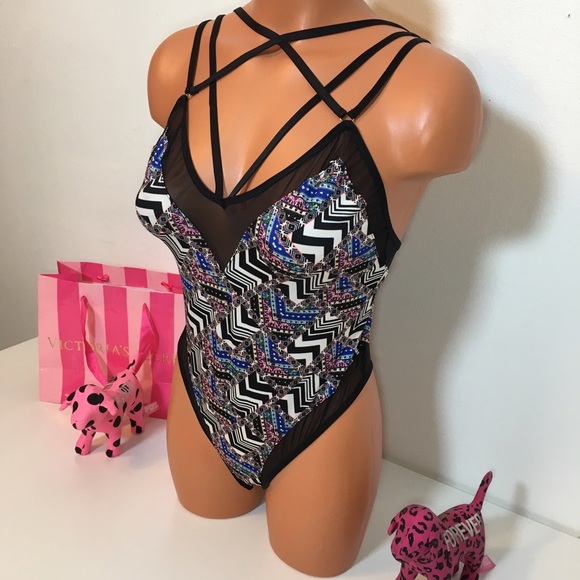 NEW VS STRAPPY FRONT BODYSUIT TEDDY MESH DETAILS - Picture 3 of 6
