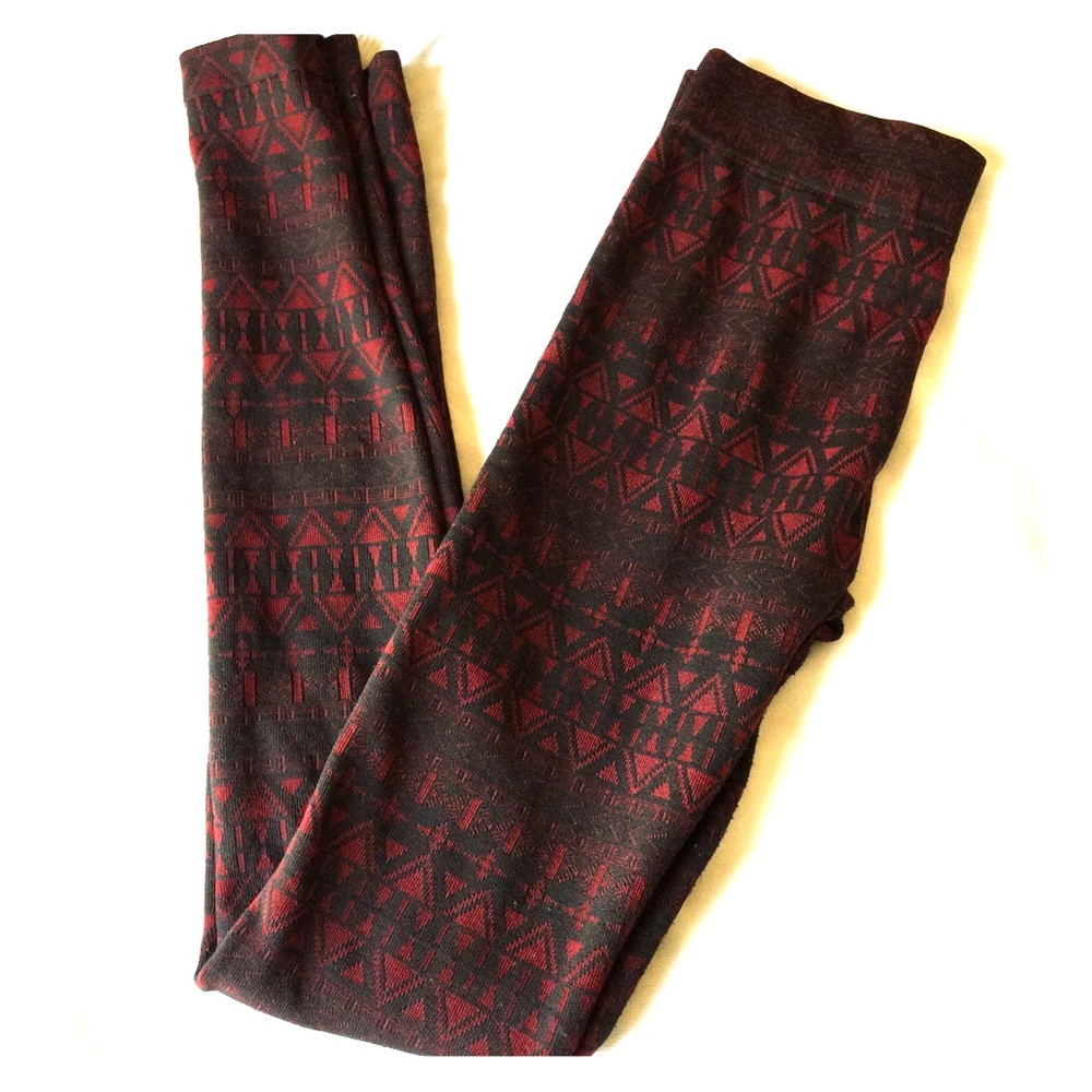 Red & Black Tribal Leggings From Tilly's - Medium