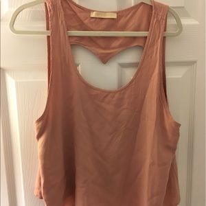 Pink crop top with heart cutout