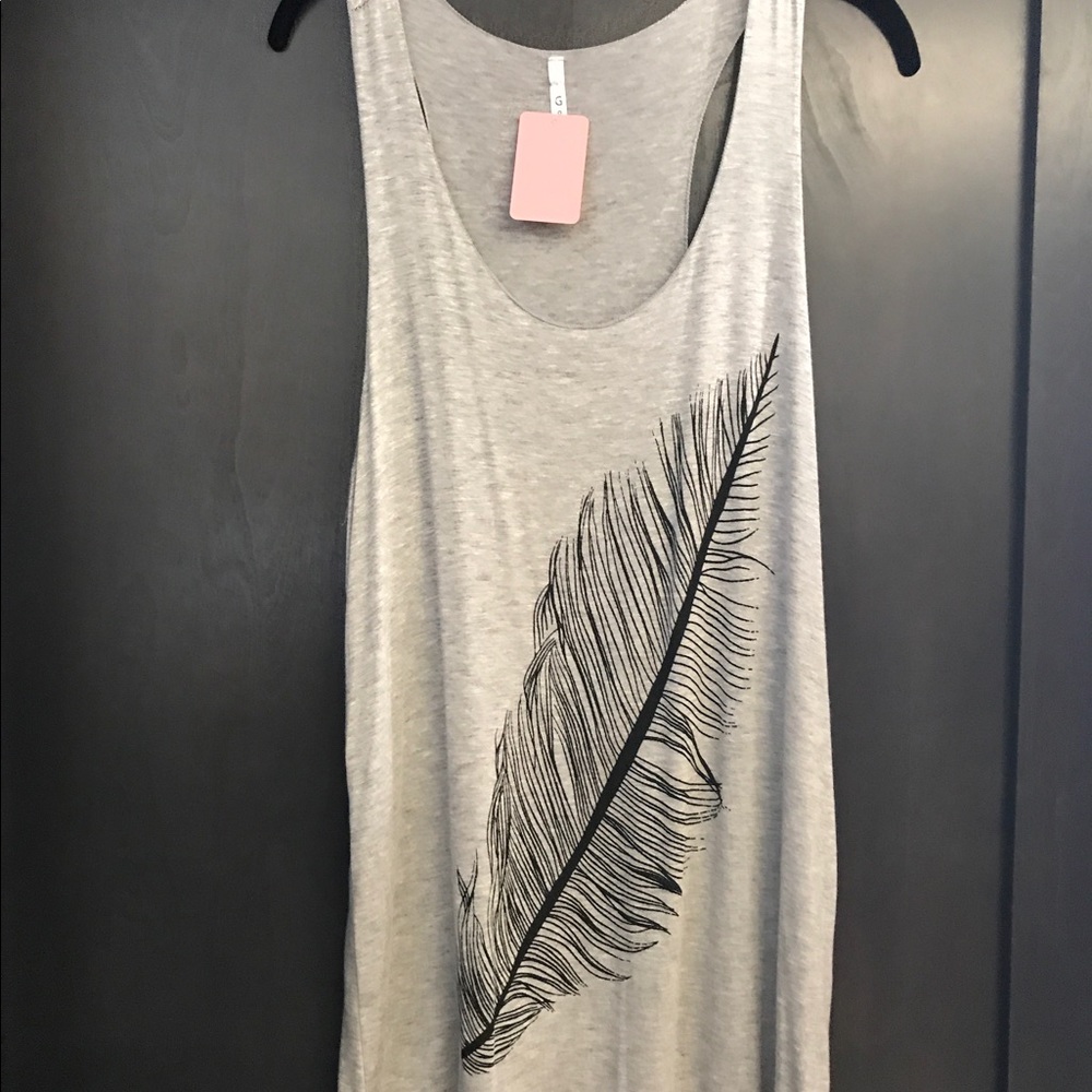 Gray FEATHER tank top sz XL, 2X & 3X