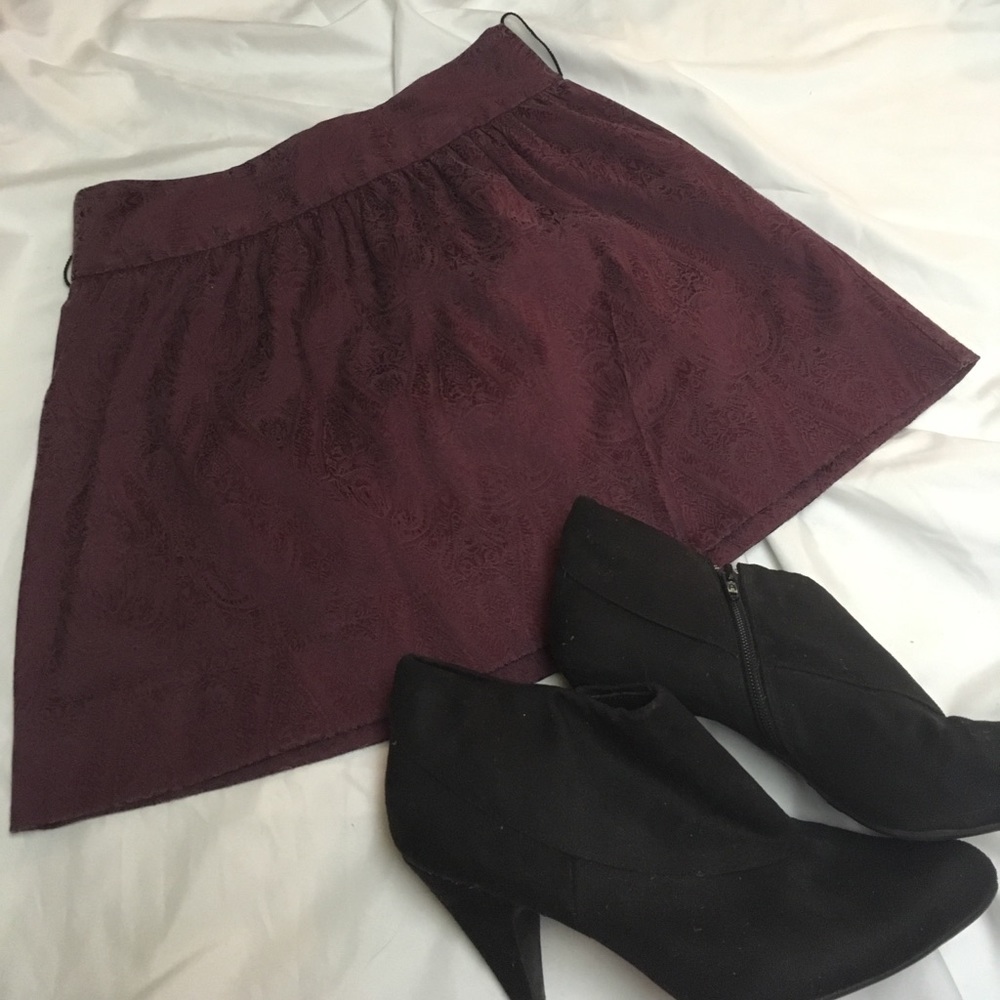 Maroon patterned skirt