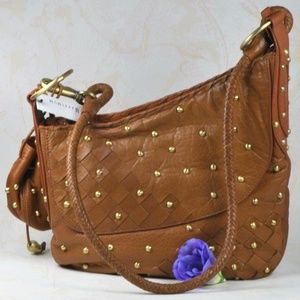 Maxxium soft leather messenger style handbag studd