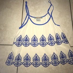 Flying Tomato Blue embroidered Tank Top