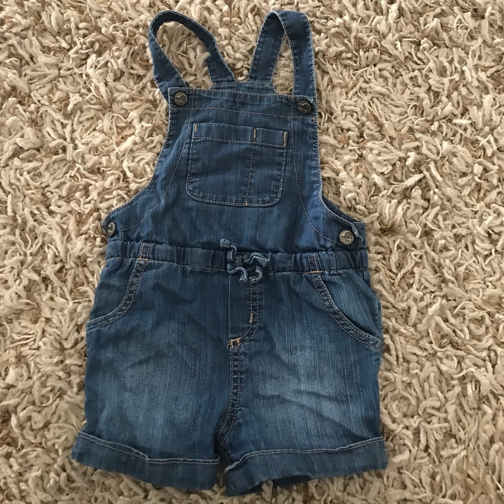 Toddlers short overalls. Jean material