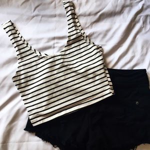 Forever 21 black and white striped crop top