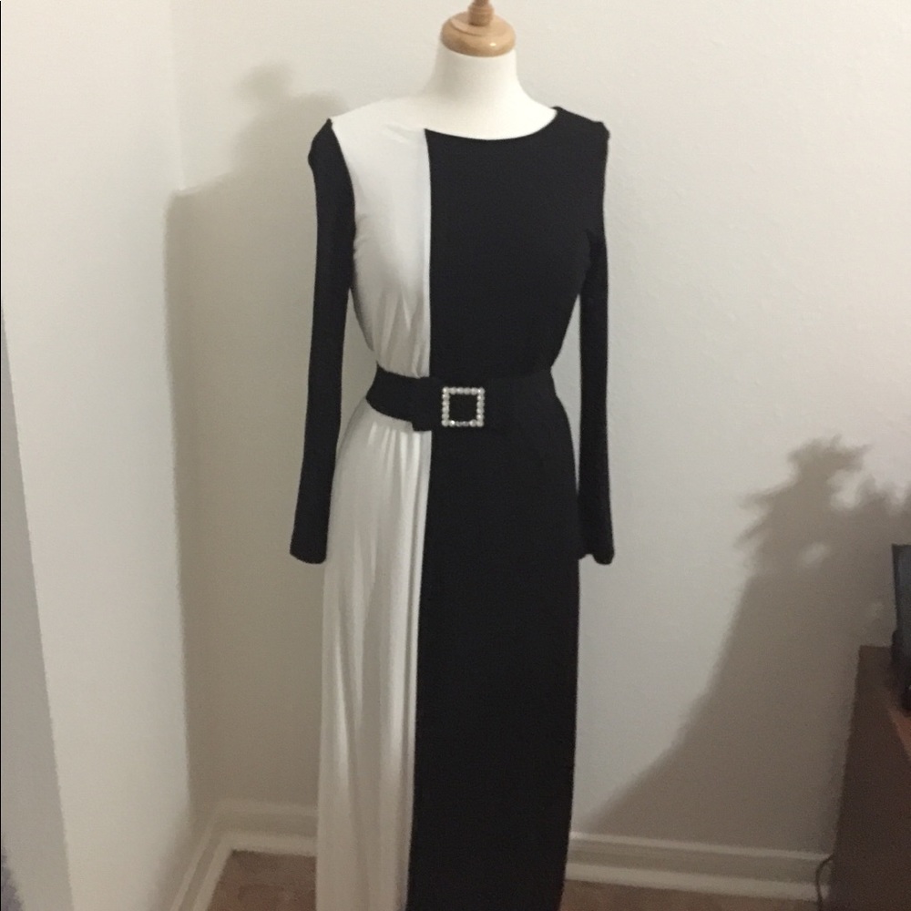 Long Black and White Dress