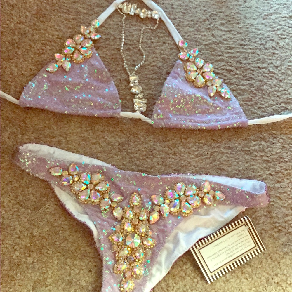 CUSTOM LAVENDER SEQUIN/RHINESTONE BIKINI