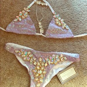 CUSTOM LAVENDER SEQUIN/RHINESTONE BIKINI