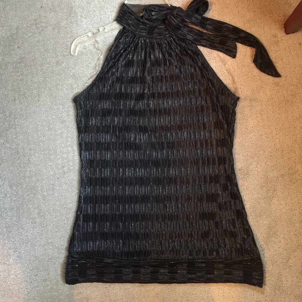 Black silky halter