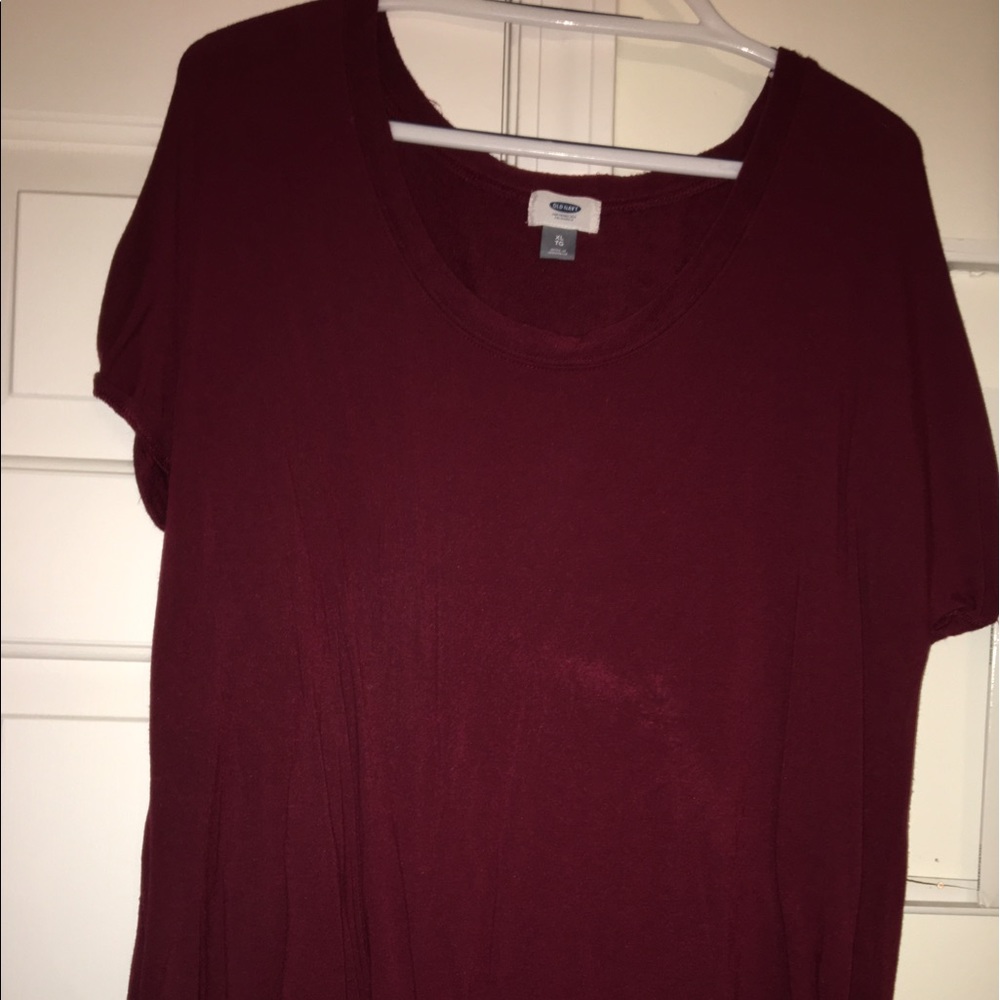 Dark red cropped sleeve top