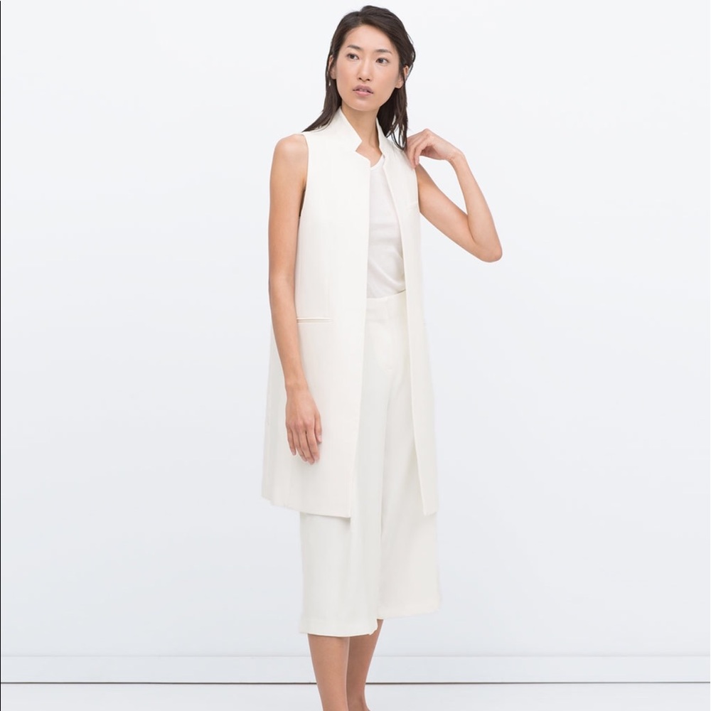 Zara white blazer vest