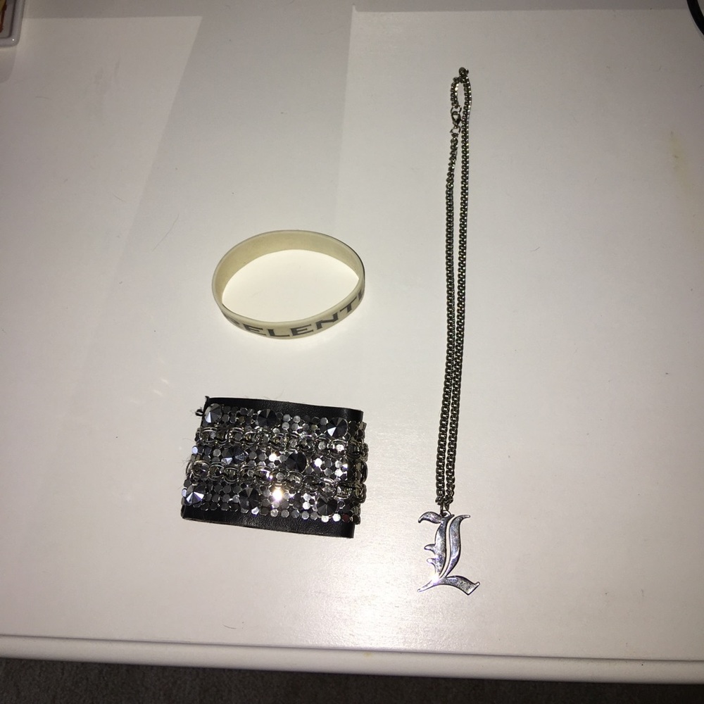 hand cuff, necklace and bracelet