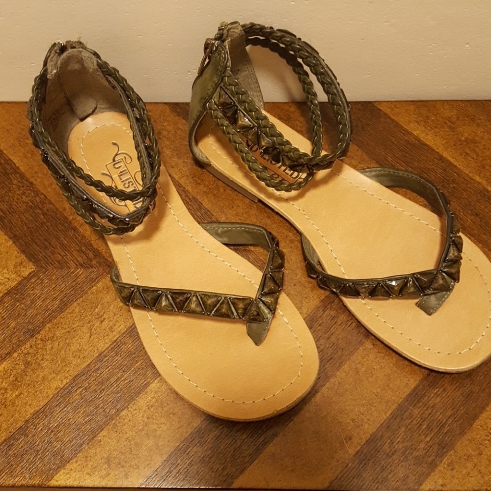 Green studded sandal