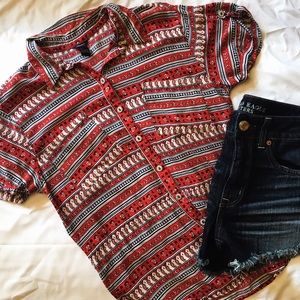 Forever 21 red tribal / Aztec print top