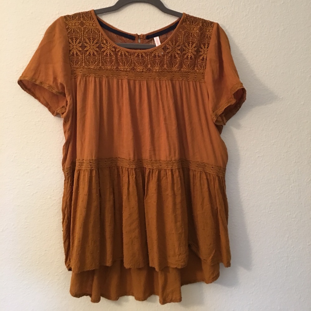 Mustard Yellow Flowy Peplum Top