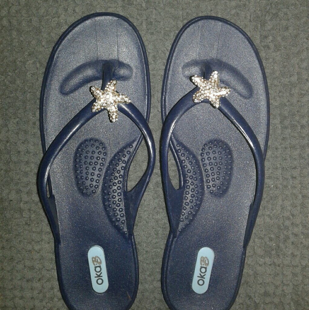 OkaB navy blue starfish sandals