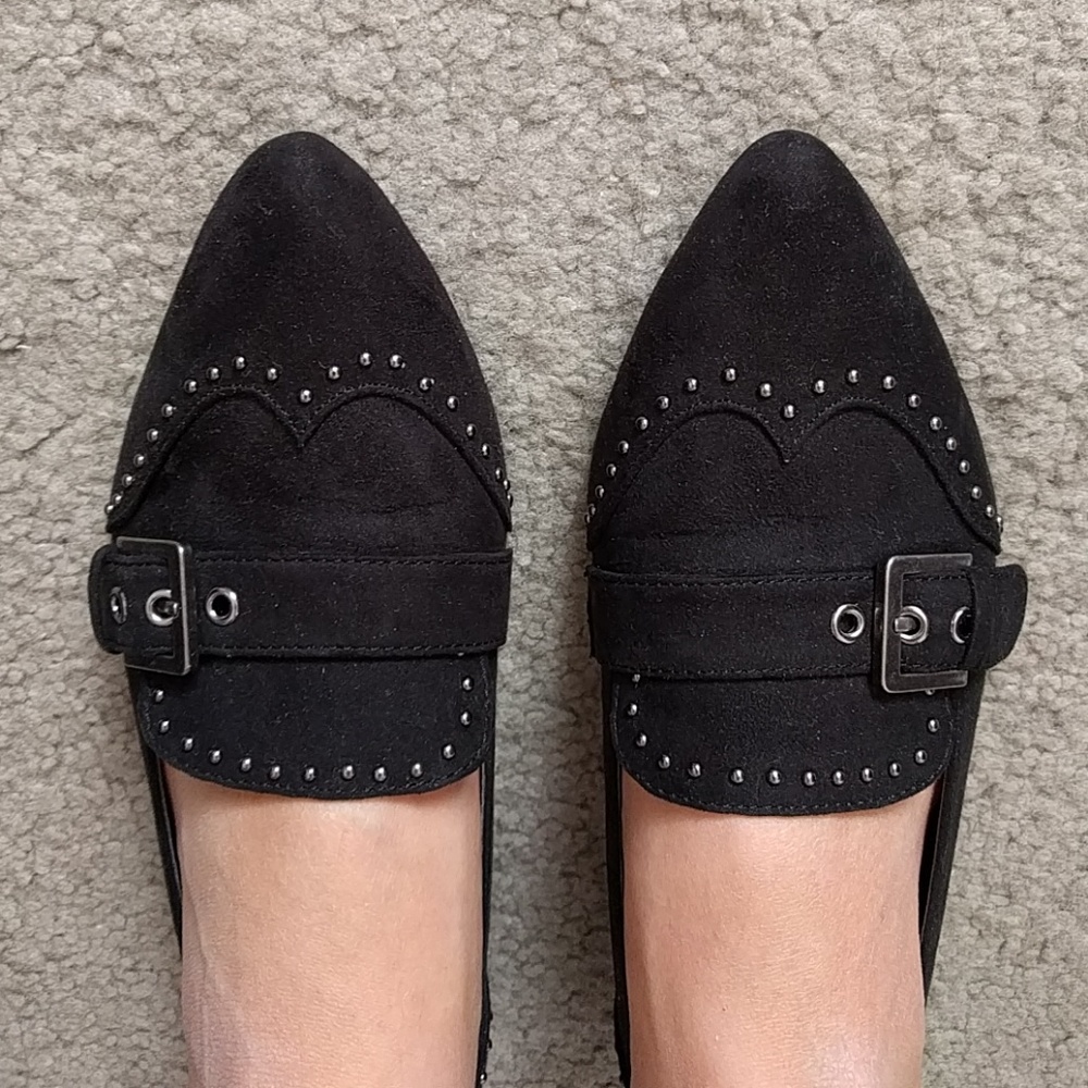 R & R Midnight black flat slip ons