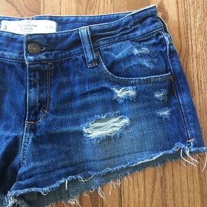 Distressed jean shorts