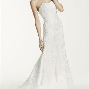 Extra Length Lace Over Charmeuse Gown