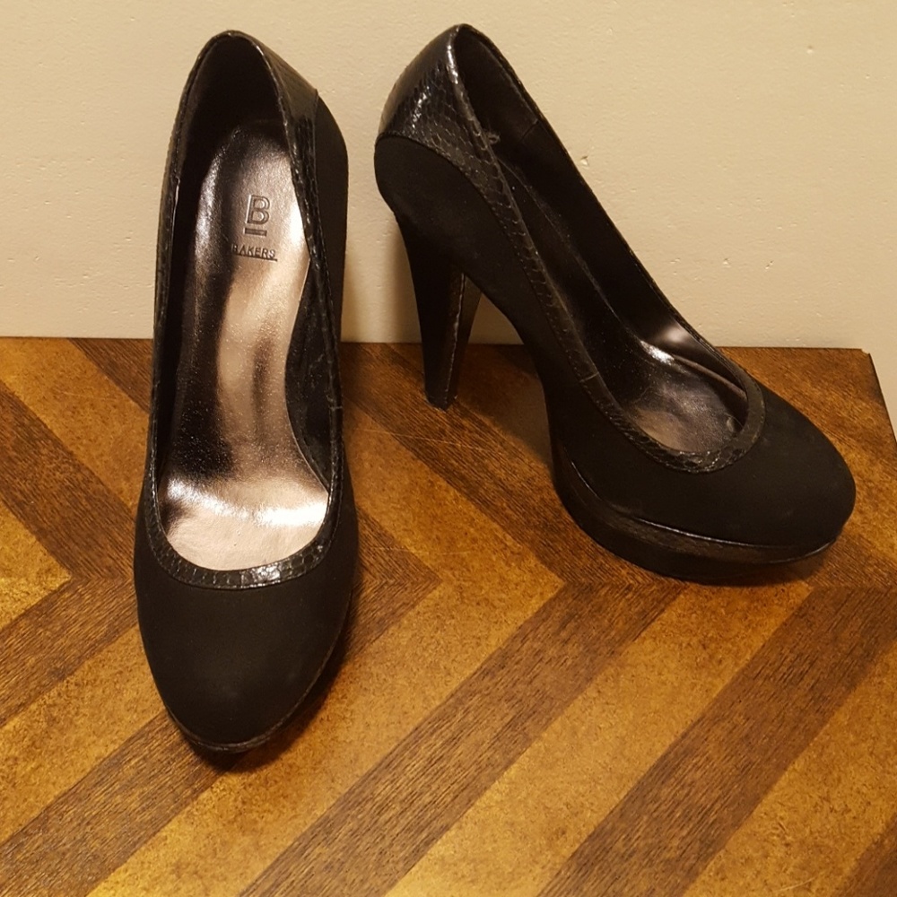 Bakers black suede platform stiletto