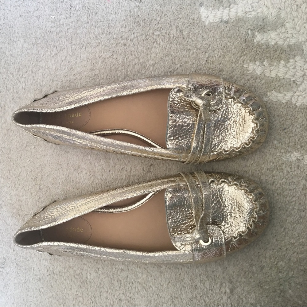 Kate spade gold loafer flats 8