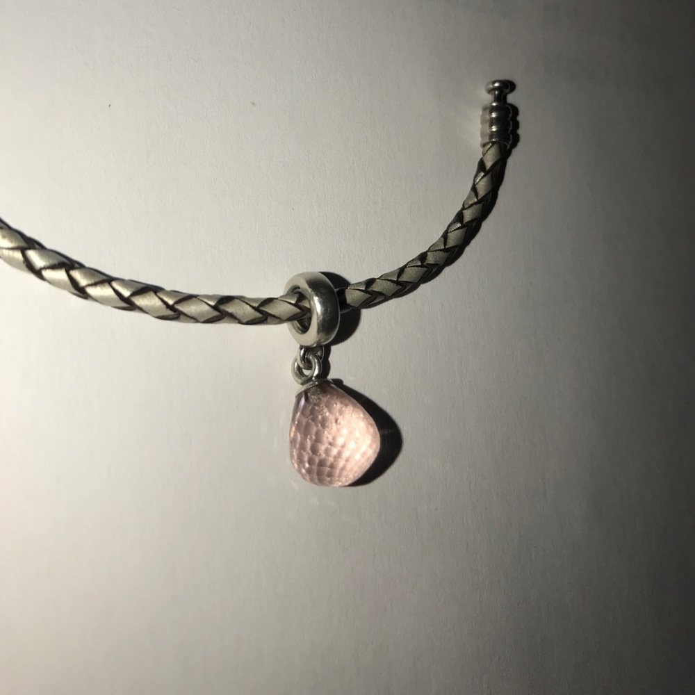 Authentic PANDORA Pink Faceted Dangle Charm