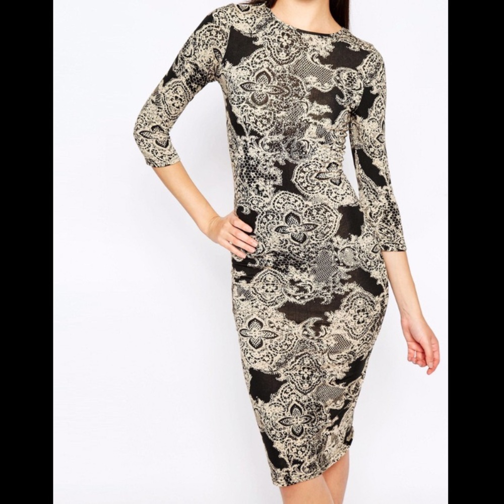 Club L Midi Dress in Brocade Lace Print