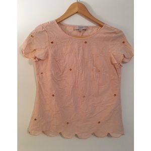 SOLD: LOFT Light Pink Eyelet Top
