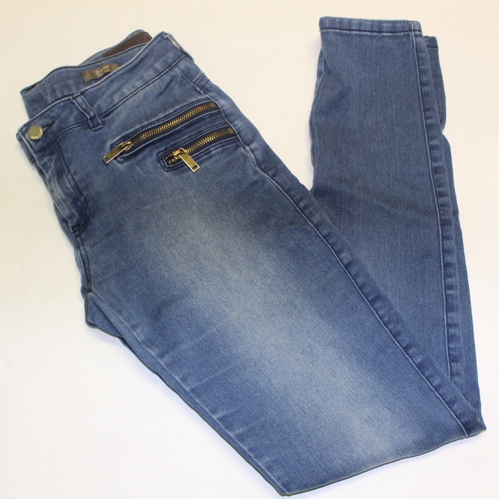 Mango Jeans with double gold zip accent