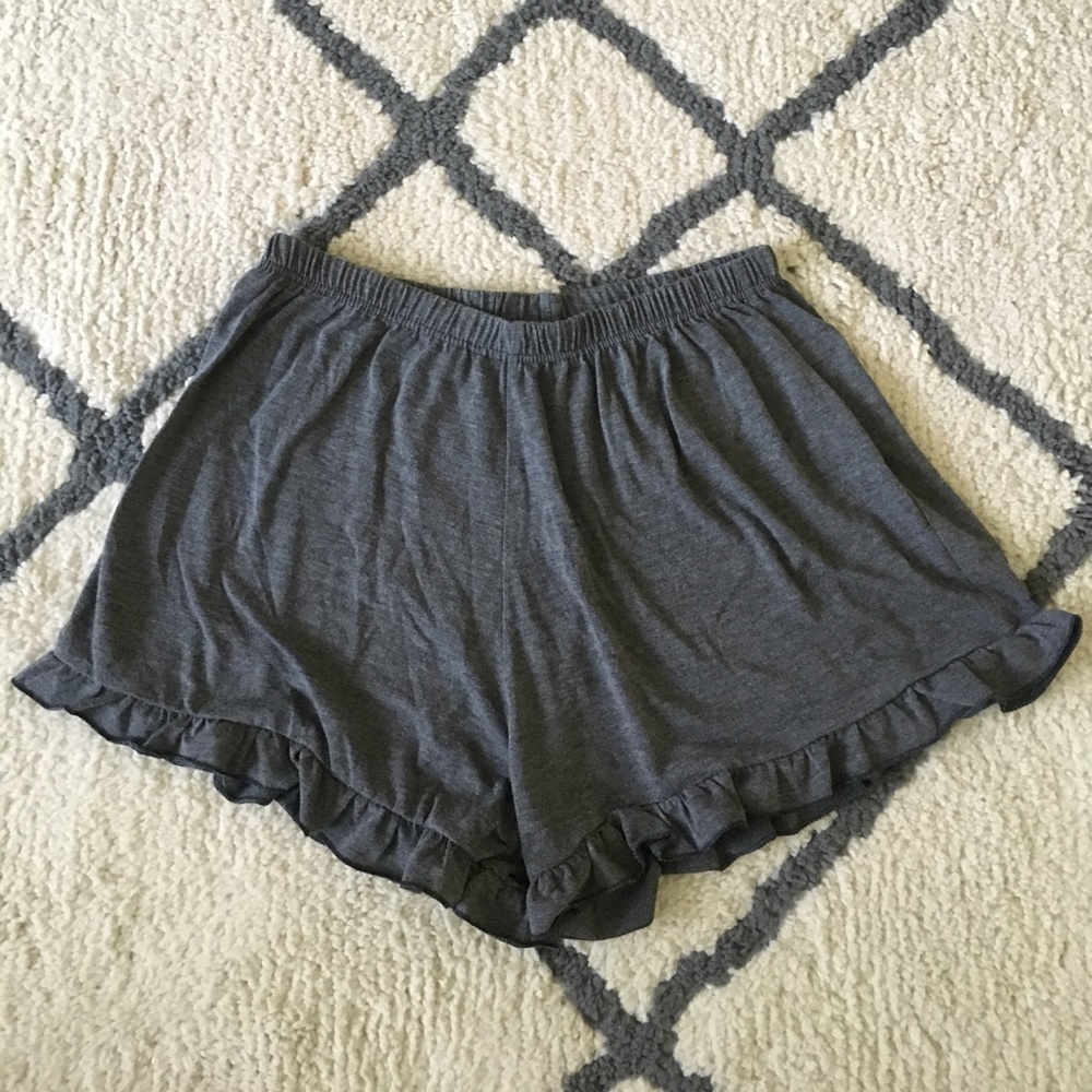 Gray Boohoo Ruffle Shorts
