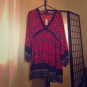Multicolored Long Sleeve Dress