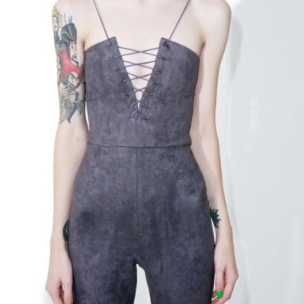 Dolls kill suede jumpsuit