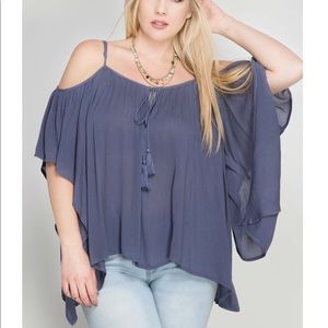 Woven Blue Plus Top