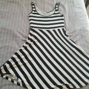 Black and white striped dress