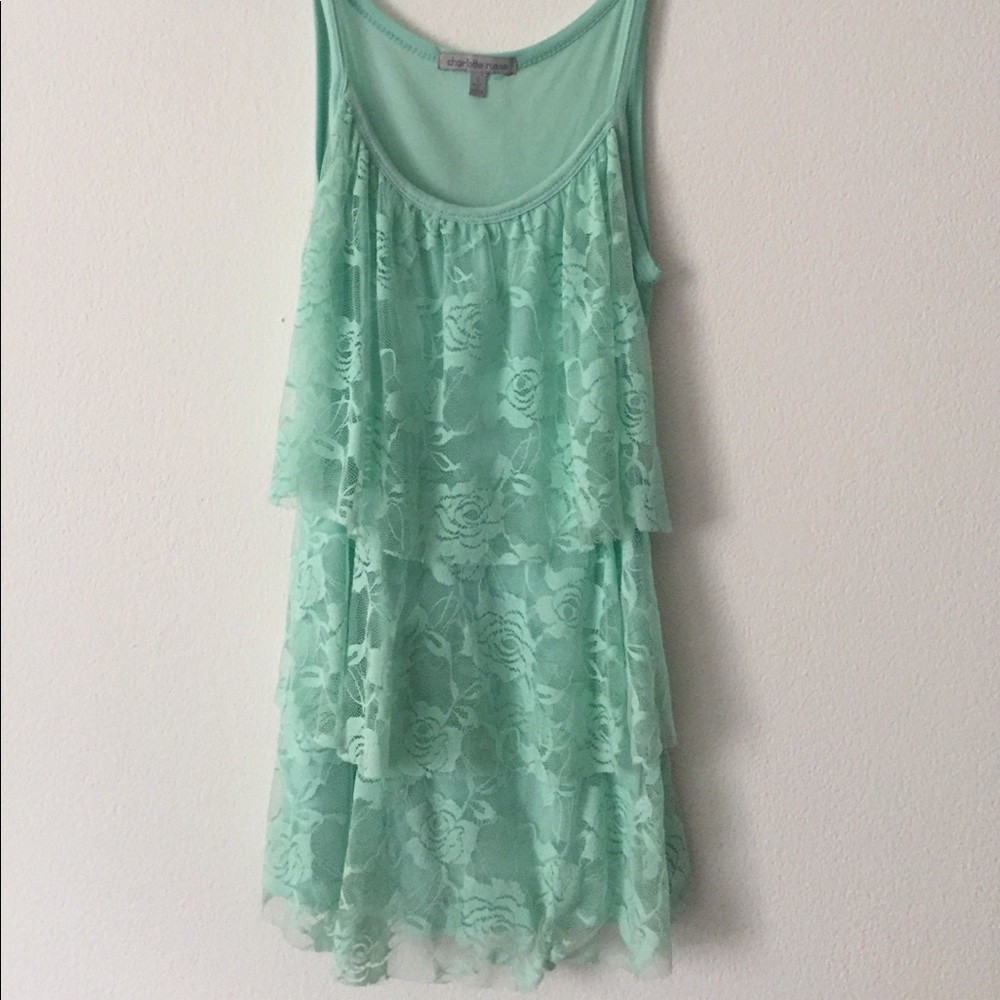 Mint green lace tank top