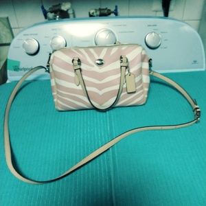 Coach Peyton Zebra Satchel Crossbody Pink Bag