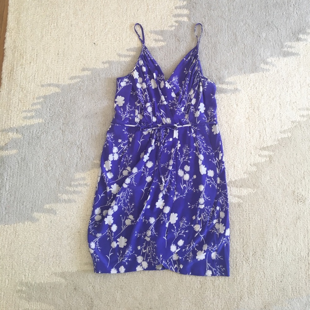 Yumi Kim crepe purple flower print dress medium