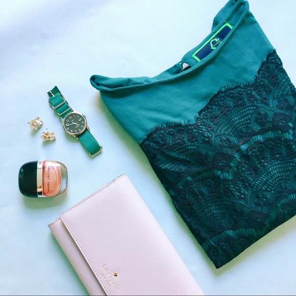 C. Wonder Tops - Black & Teal Lace Top