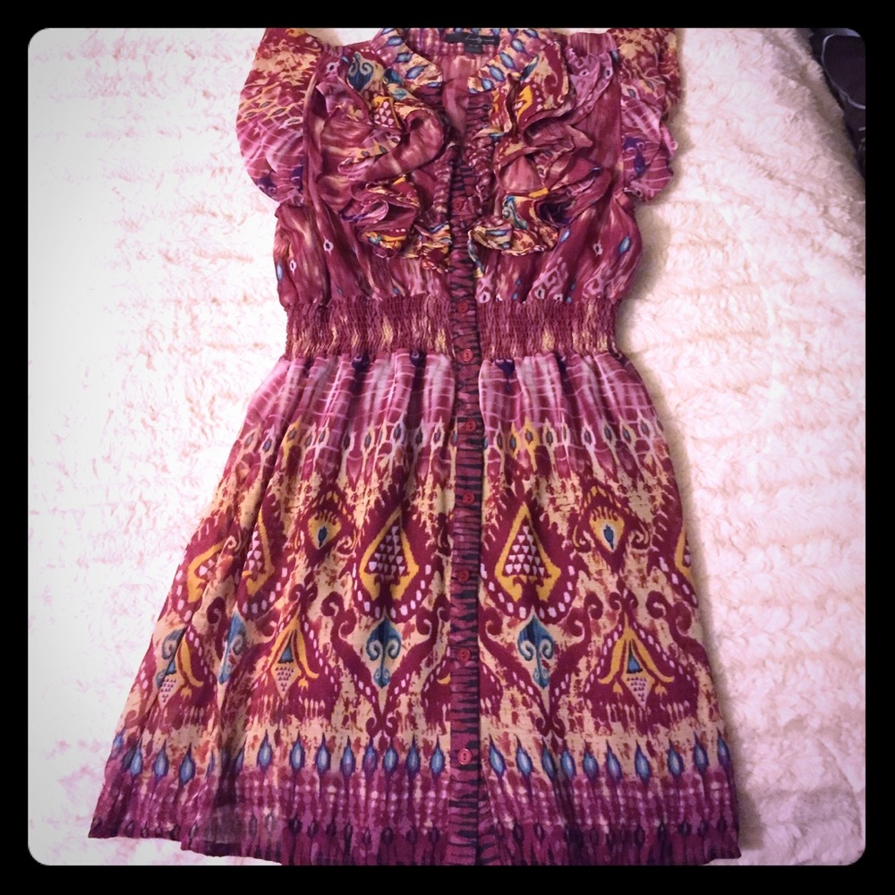 Boutique boho maroon summer dress