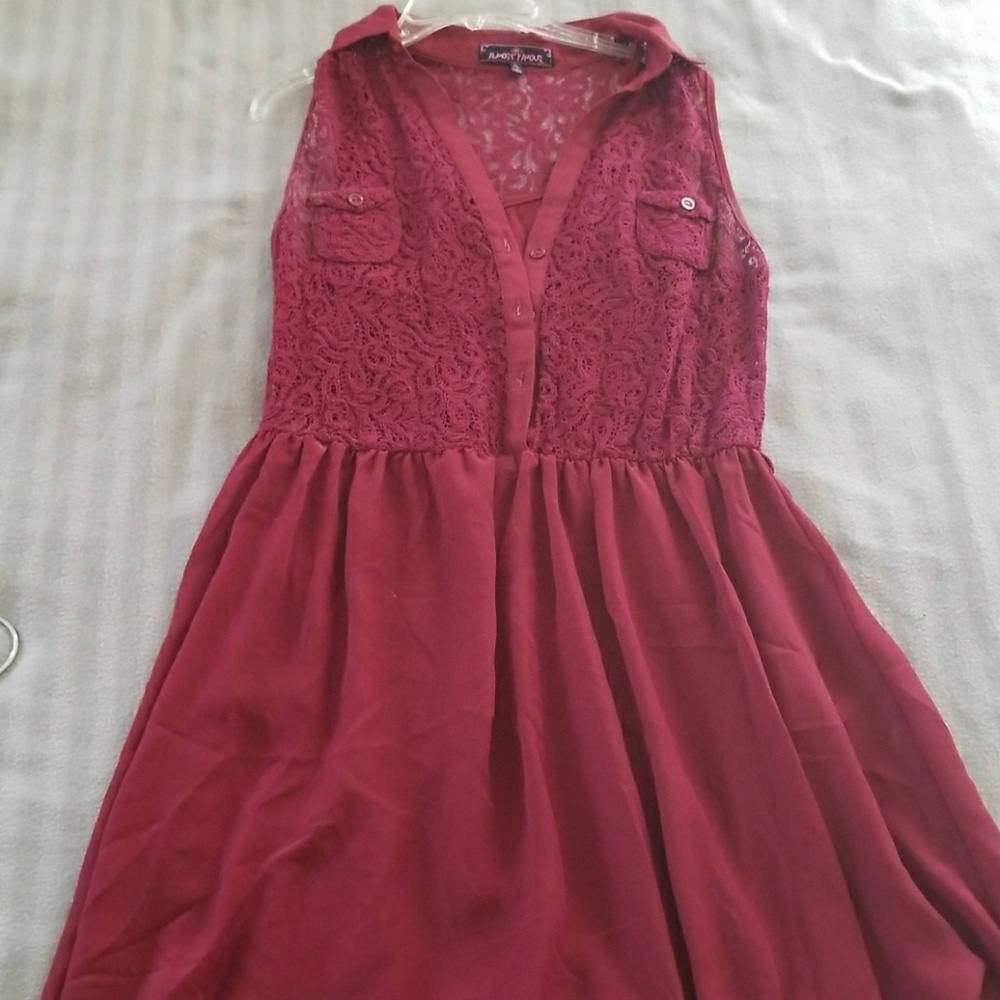 Burgundy sheer dress