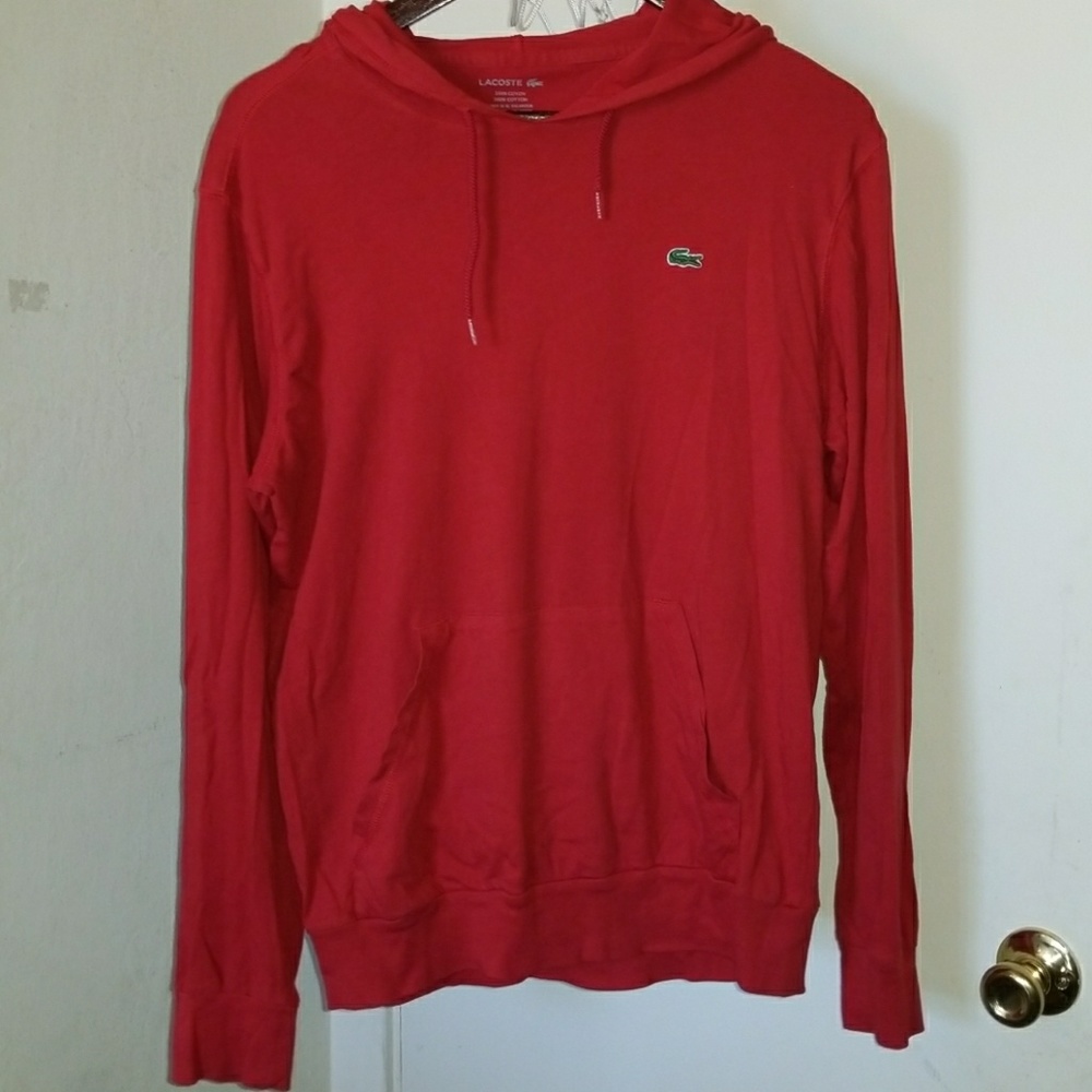 Lacoste Red Hoodie Lightweight sz.L fits like sz.M