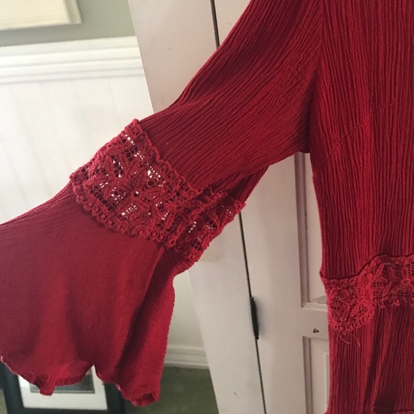 Red Peasant Dress - Picture 5 of 5