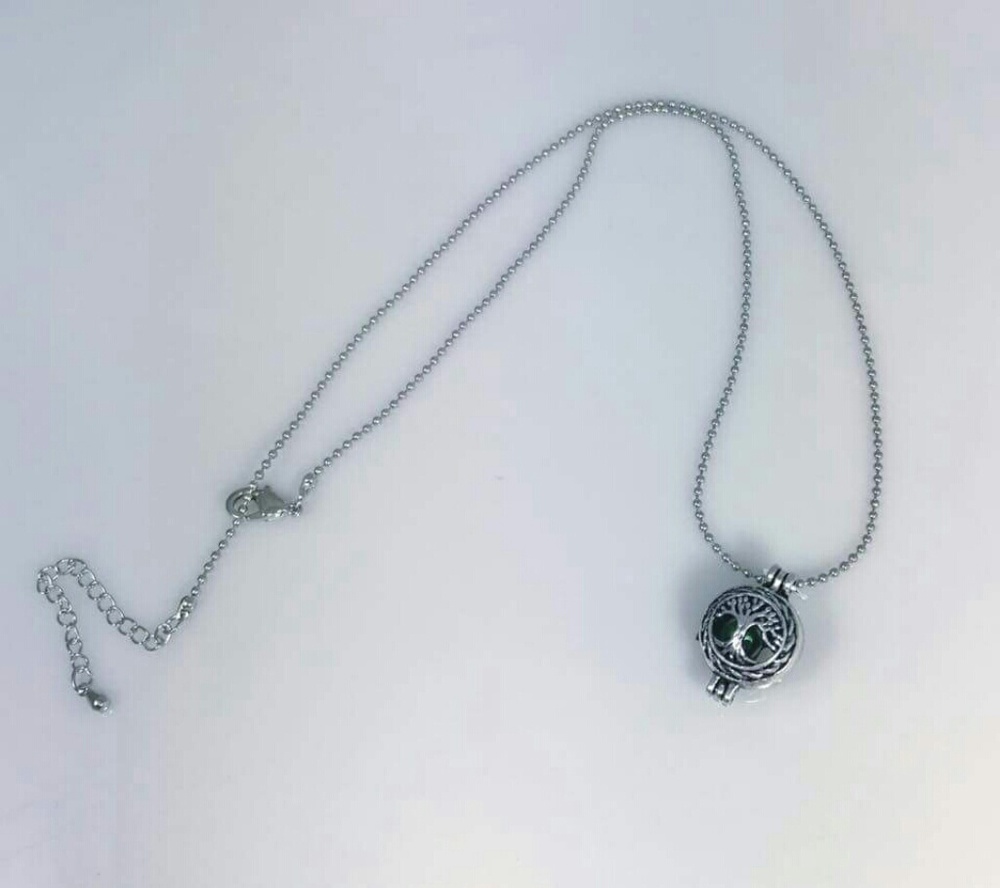 Tree of Life with Green Glass Pearl Necklace