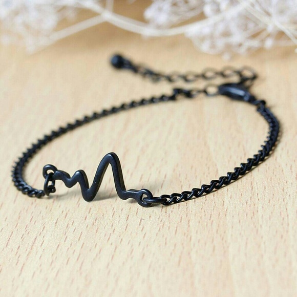 Black Heartbeat /Electrocardiogram Bracelet - Picture 1 of 1