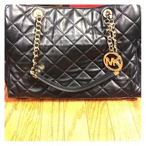 Michael Kors black quilted tote